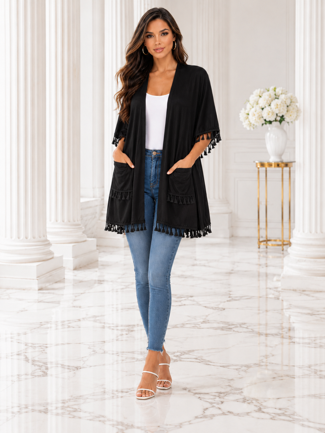 Avenne Tassel Pocket Kimono