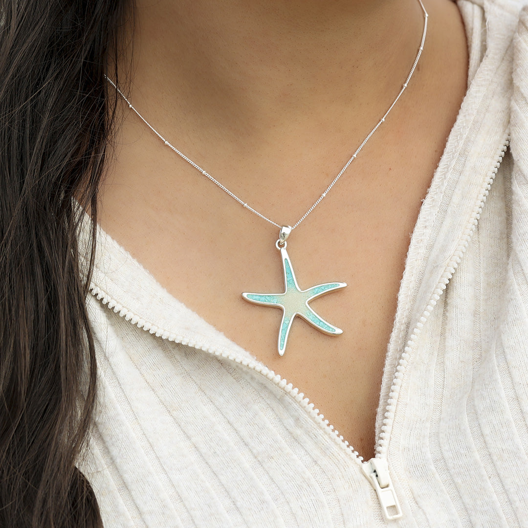 Starfish Necklace - Turquoise Gradient (FMB Shells)