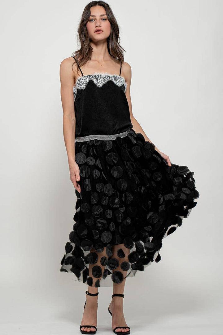 Disc Disorder Tulle Midi Skirt