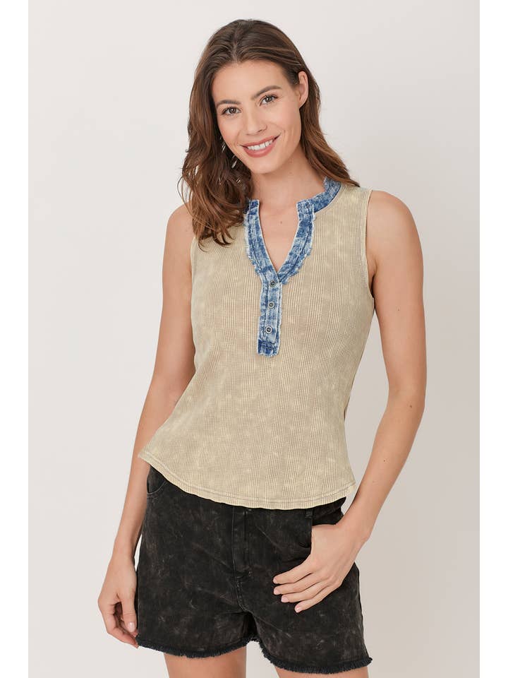 Mystree Sleeveless Henley