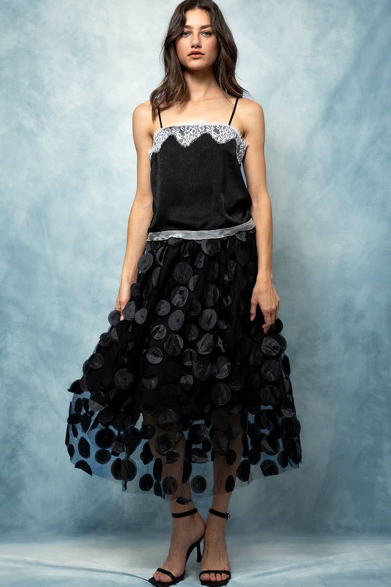 Disc Disorder Tulle Midi Skirt