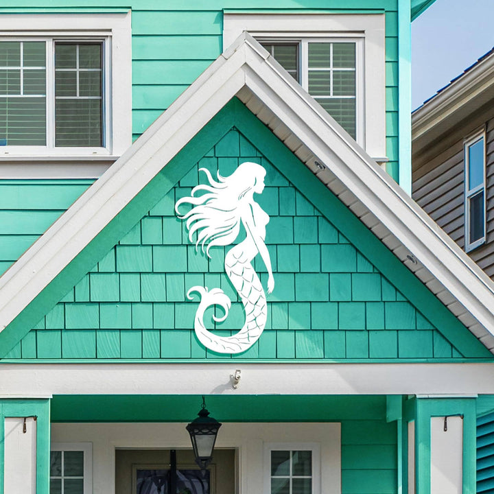 Outdoor Mermaid Wall Art – Weatherproof PVC Coastal Sign, Beach House, Pool & Ocean Decor