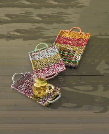 Colorful Jute Trays with Handles
