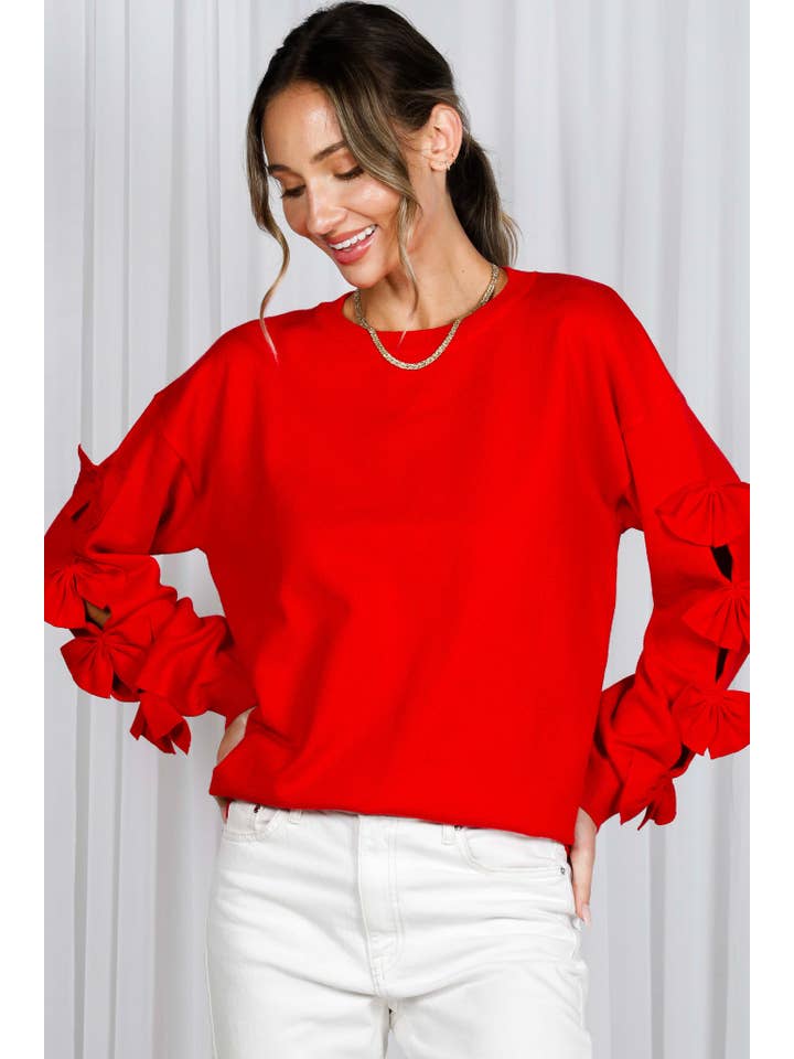 Bow sleeve detail sweater