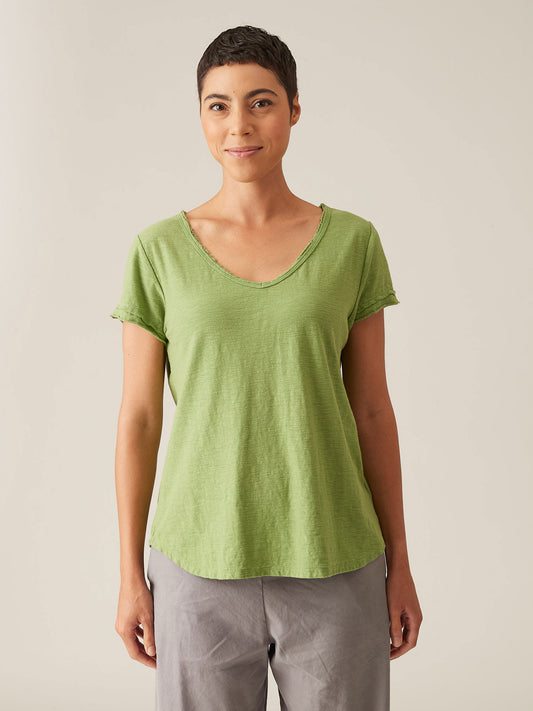 Cut Loose Raw Edge V-Neck