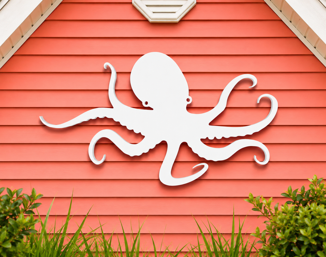 Outdoor Octopus Wall Art – PVC Coastal Beach House Decoration