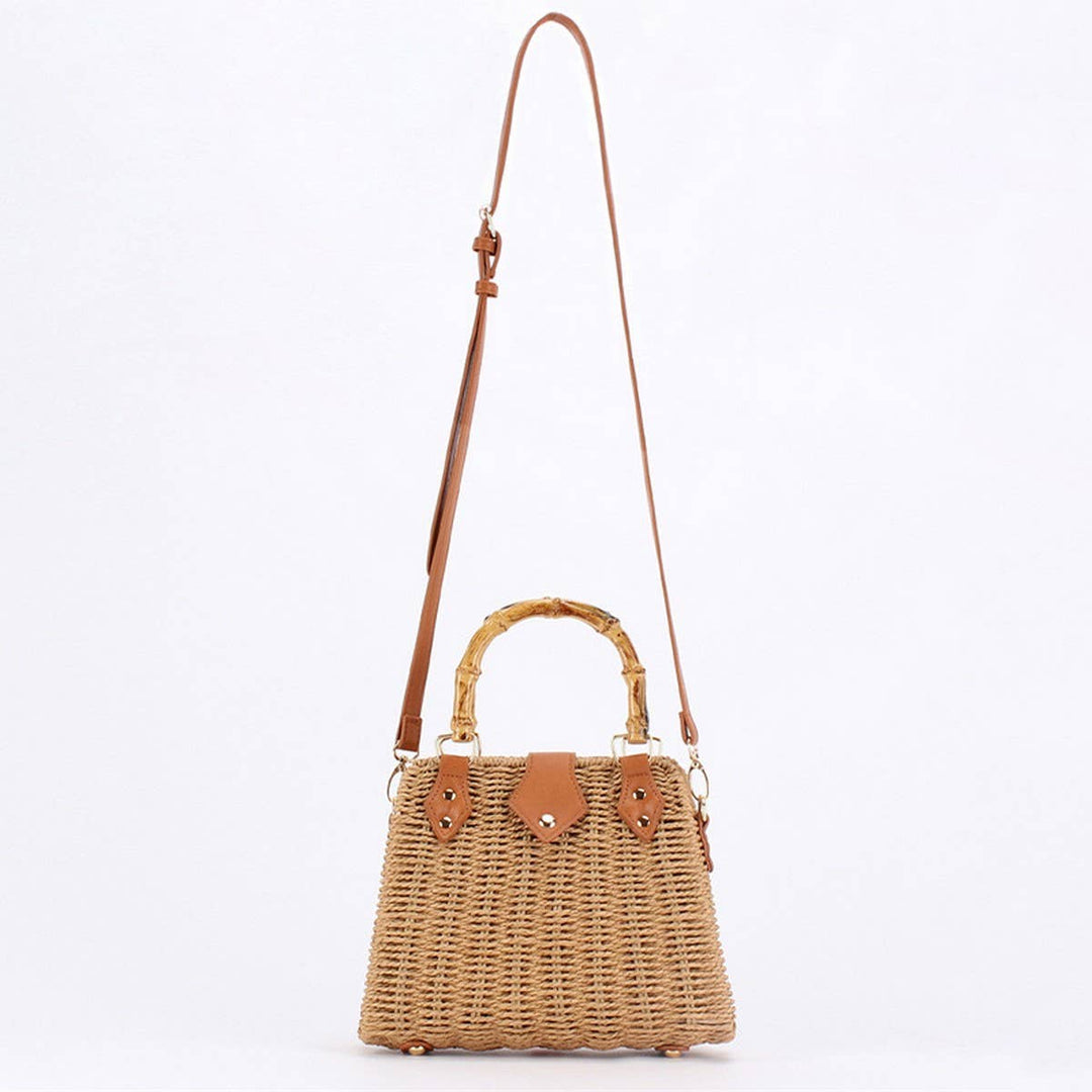 Bamboo Handle Straw Bag