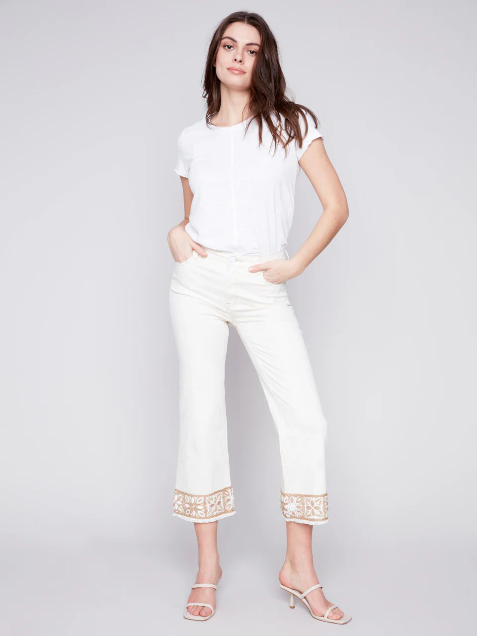 Charlie B Embroidered Ankle Pant