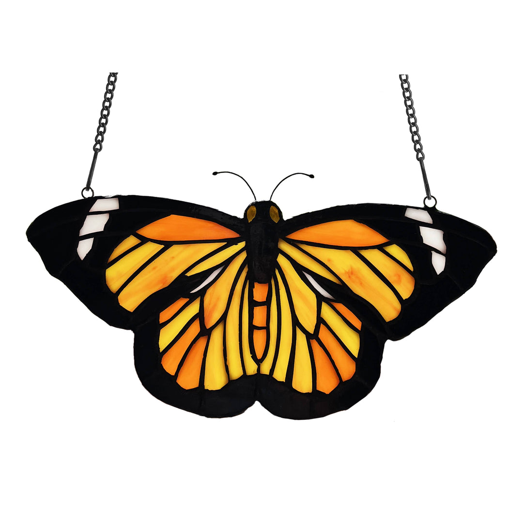 Monarch Butterfly Stained Glass Panel