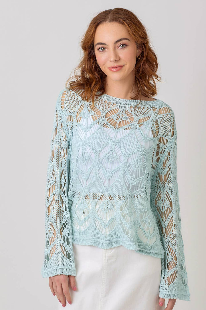Crochet Knit Sweater Top