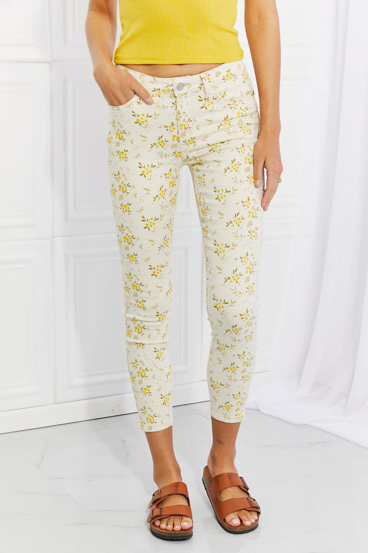 Judy Blue Floral Midrise Skinny