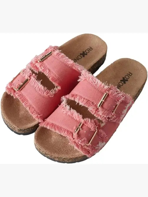 Denim Fringe Sandals