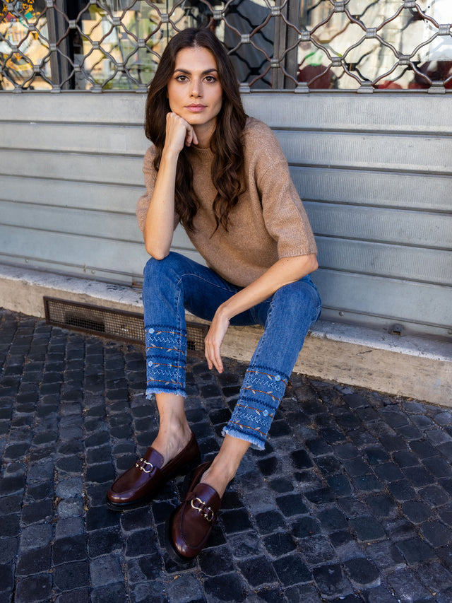 Charlie B Embroidered Hem Jean
