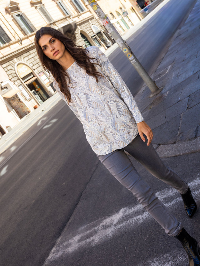 CB Printed LS Foliage Sweater