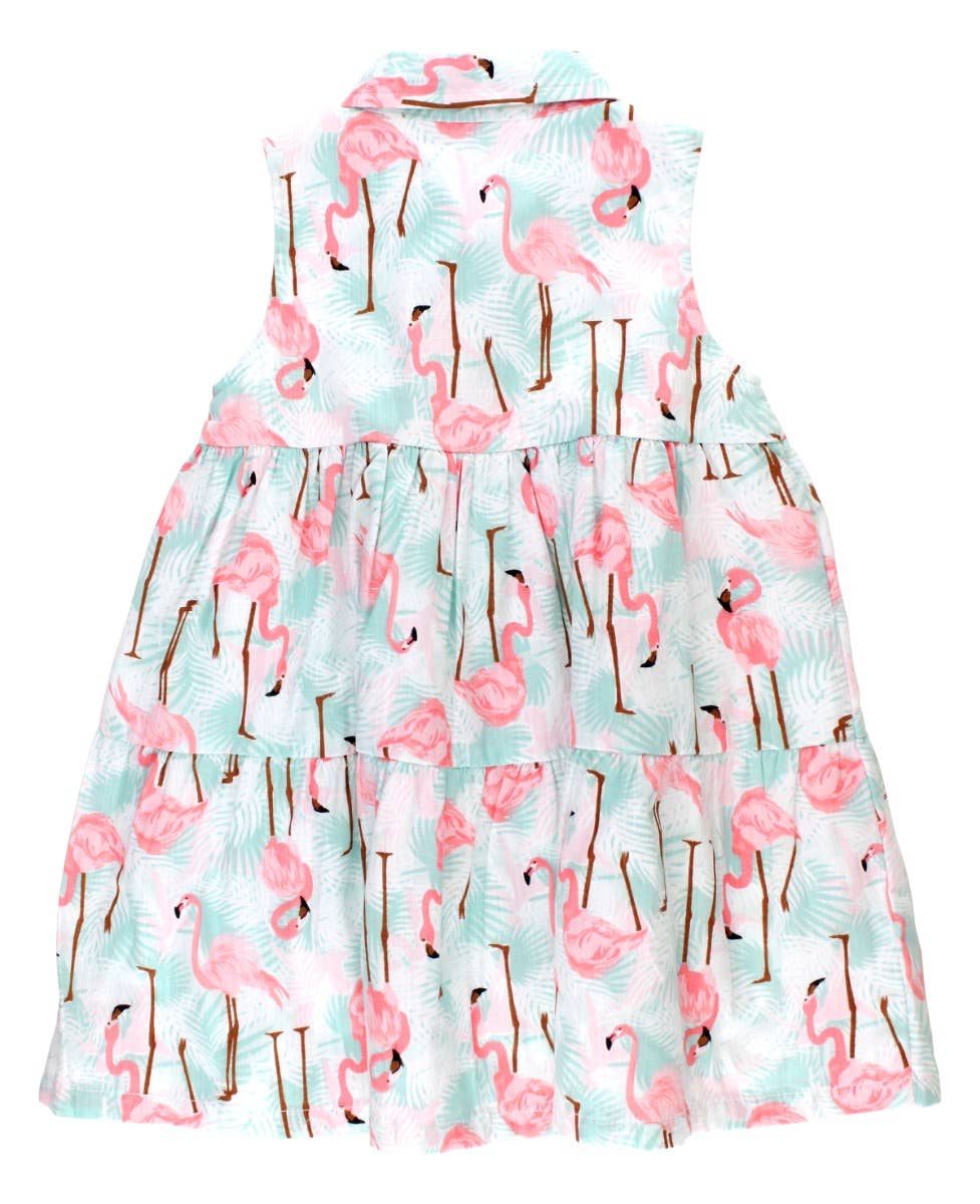Girls Flamingo Shirt Dress