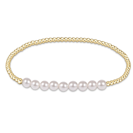 E Newton Classic Gold Beaded Bliss 2.5mm Bead Bracelet 5mm Pearl