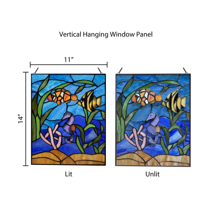 Blue Ocean Stained Glass Panel