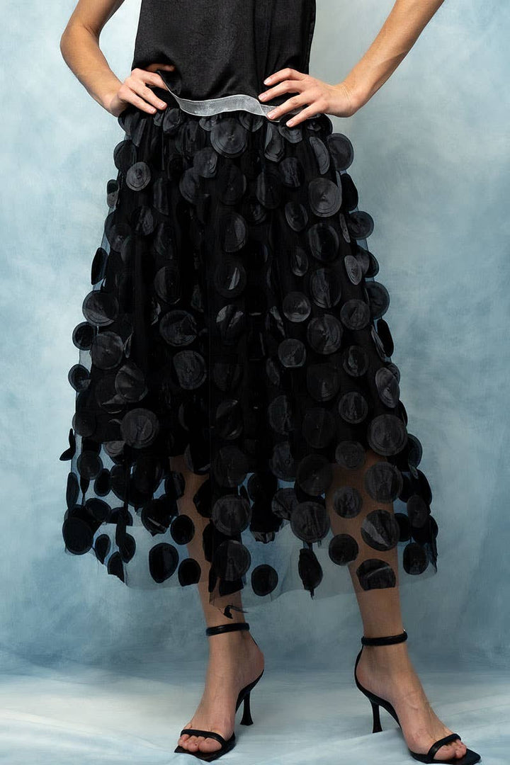 Disc Disorder Tulle Midi Skirt