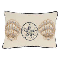 Throw Pillow Cover Embroidered Shells