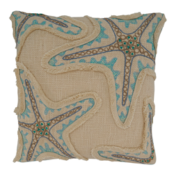 Throw Pillow Cover Embroidered Starfish