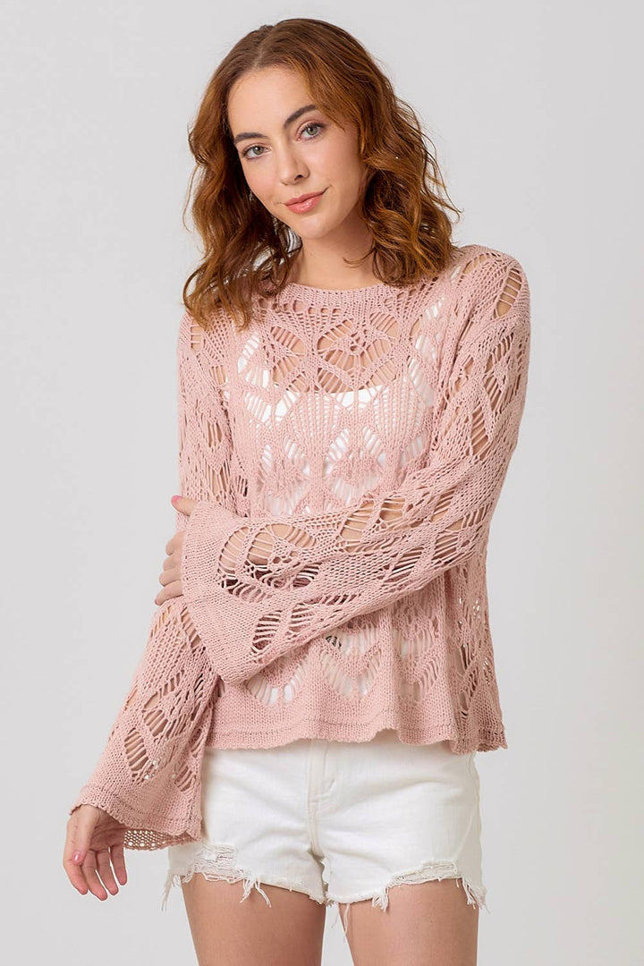 Crochet Knit Sweater Top