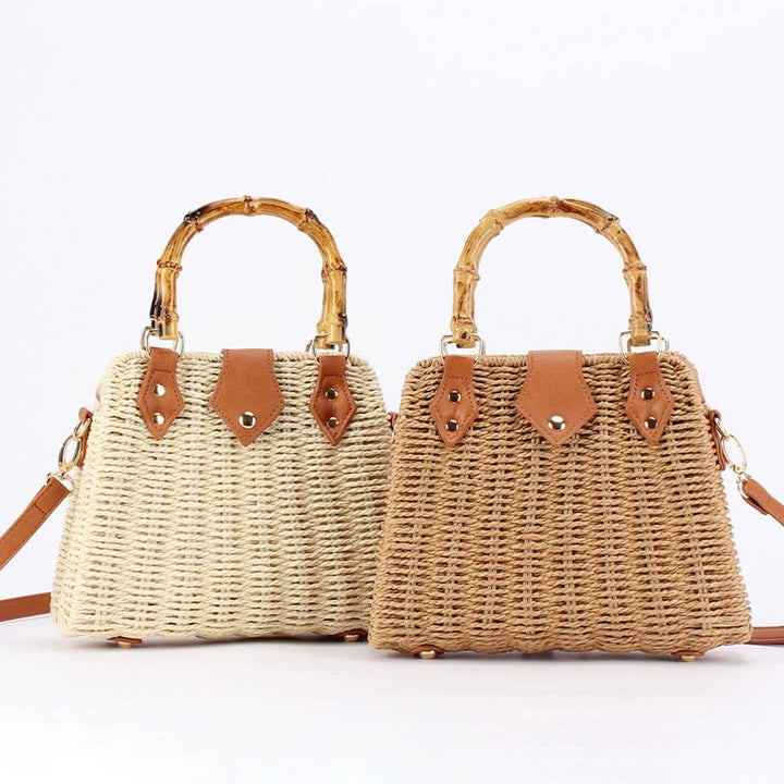 Bamboo Handle Straw Bag