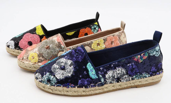 Womens Espadrille Floral sequins