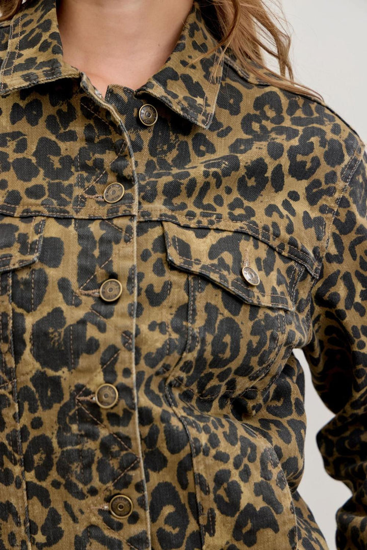 Judy Blue Animal Print Denim Jacket