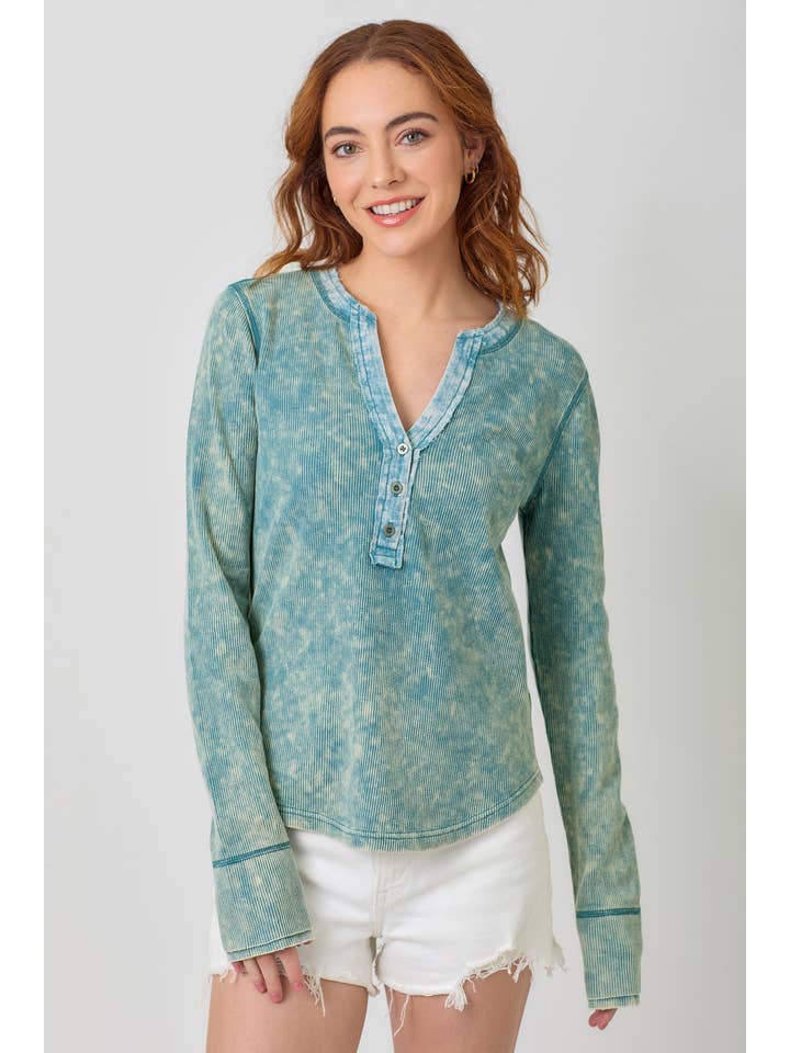 Mineral Washed Henley Top