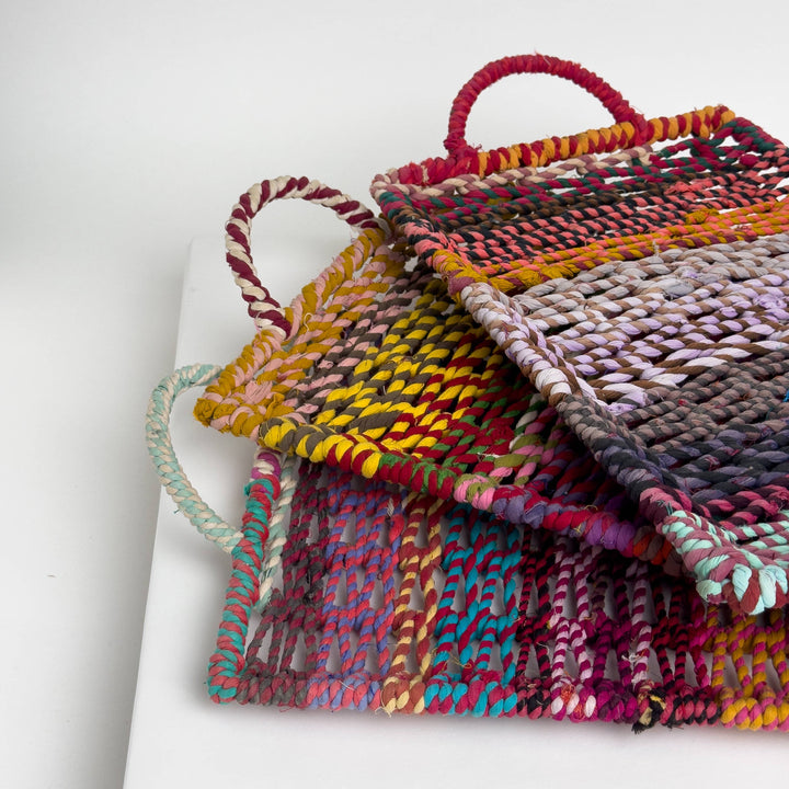 Colorful Jute Trays with Handles