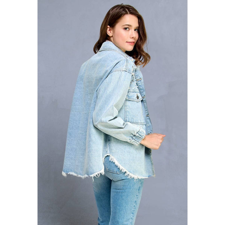 Pearl and Rhinestone Denim Shacket