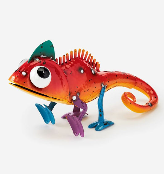 Chameleon Figurine Metal Orange