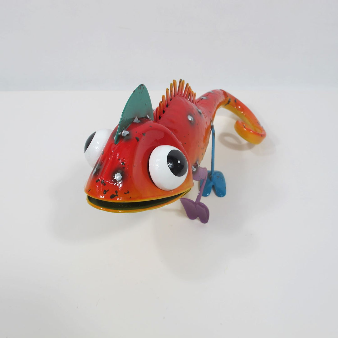 Chameleon Figurine Metal Orange