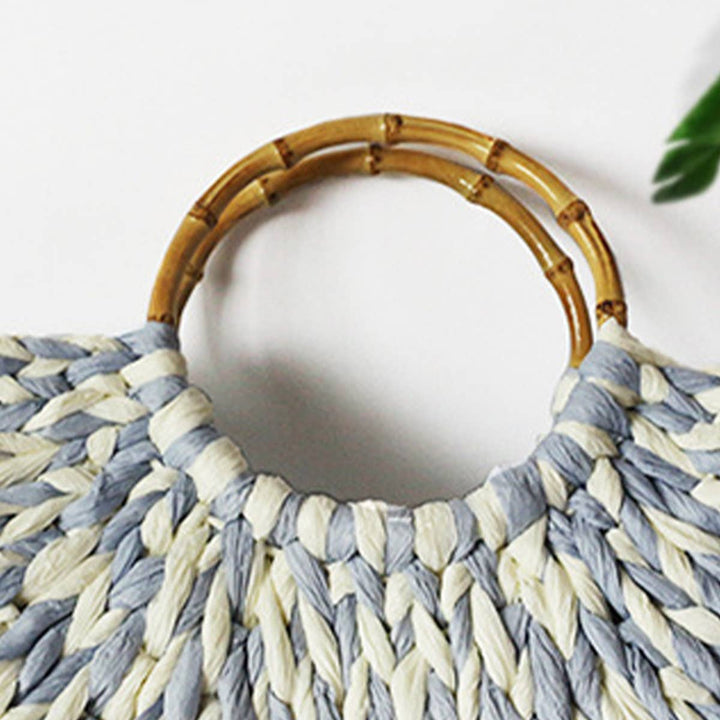 Weave Bag w/Bamboo Handle
