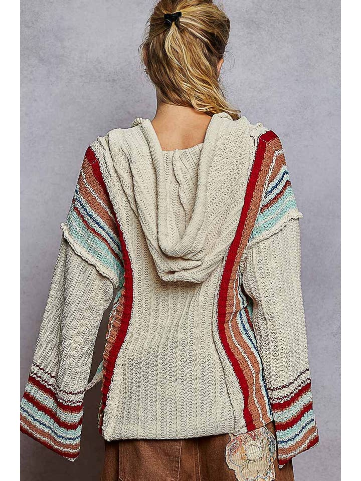Striped Pattern Hoodie Sweater