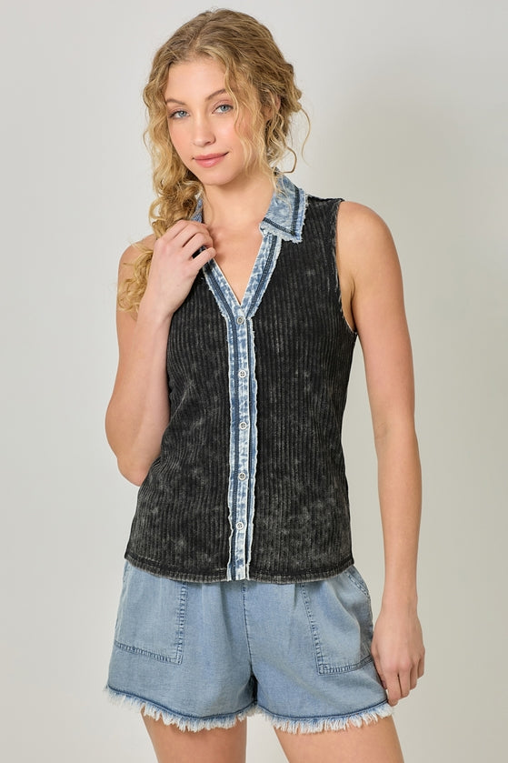 Washed Thermal Sleeveless Top