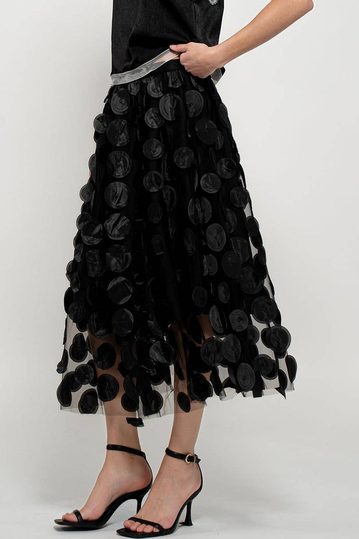 Disc Disorder Tulle Midi Skirt