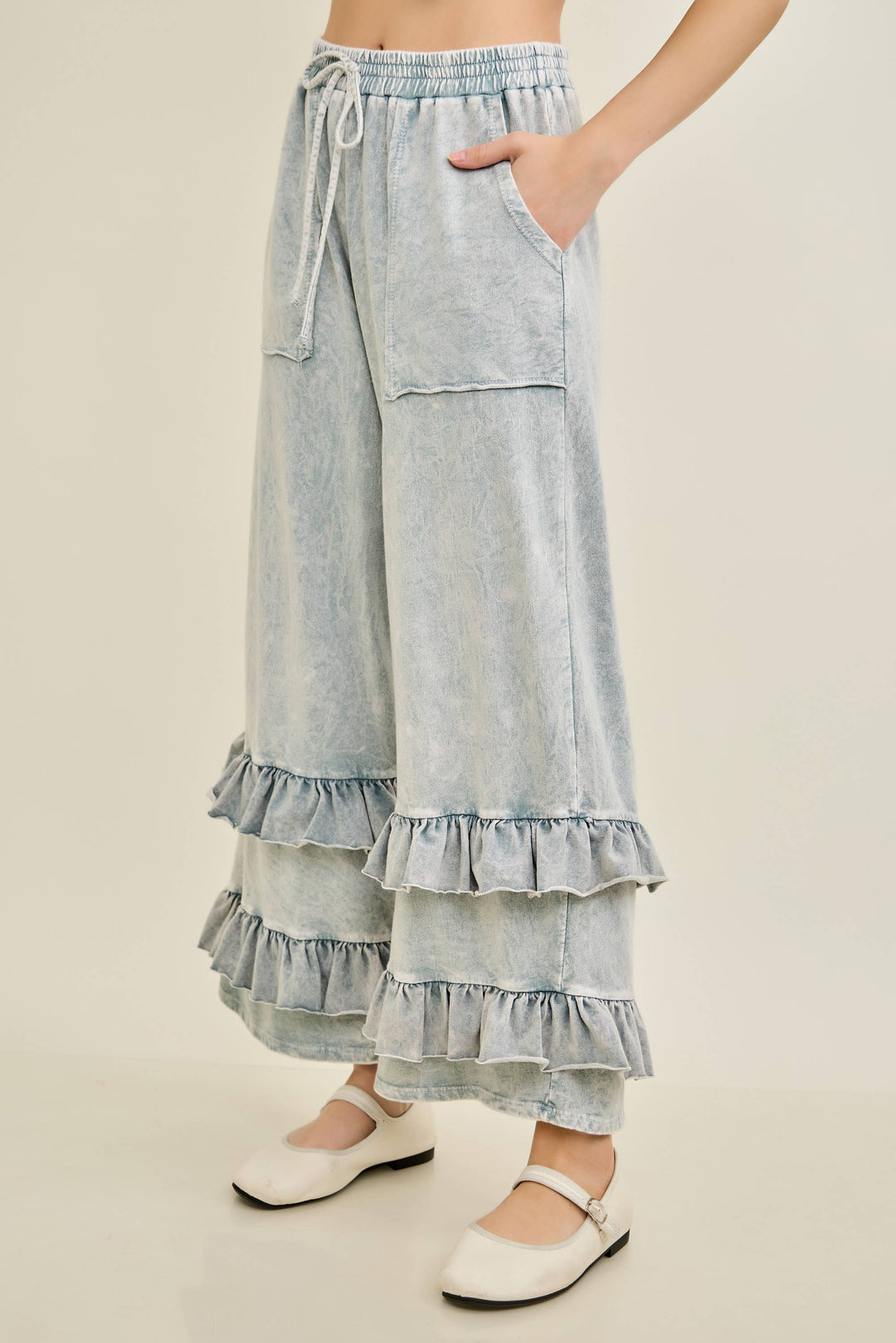 Mineral Washed Ruffle pants