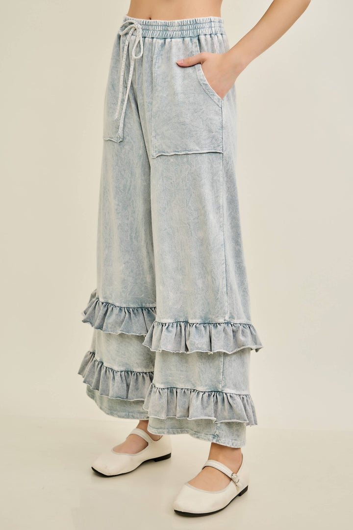 Mineral Washed Ruffle pants