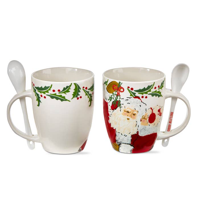 Vintage Santa Mug & Spoonbone Set