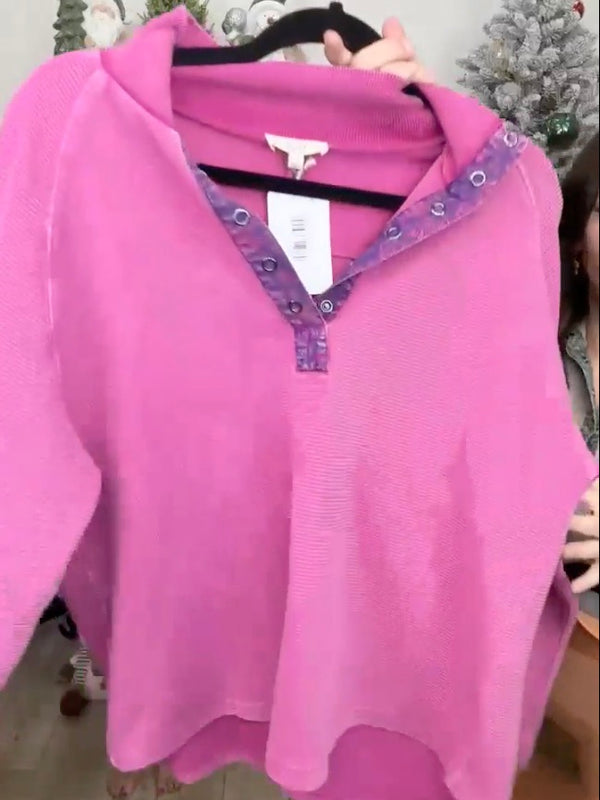 Easel Ribbed Top with Floral Trim