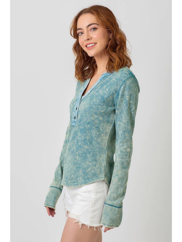 Mineral Washed Henley Top