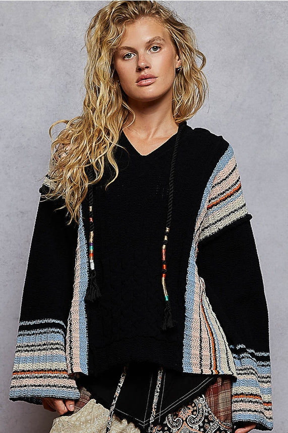 Boho Striped Baja Hoodie