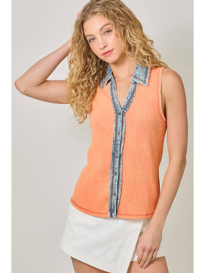 Washed Thermal Sleeveless Top
