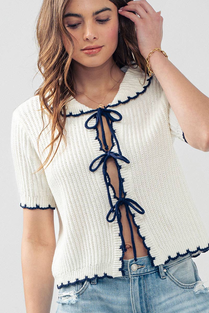 Ruffled Collar Knit Sweater