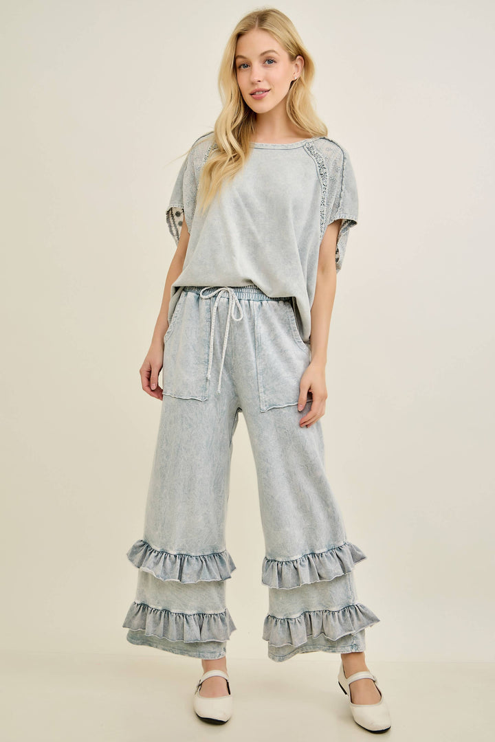 Mineral Washed Ruffle pants