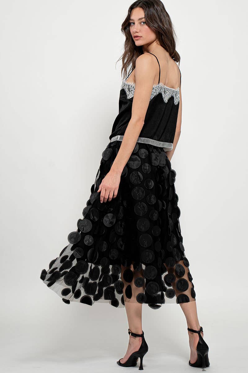 Disc Disorder Tulle Midi Skirt
