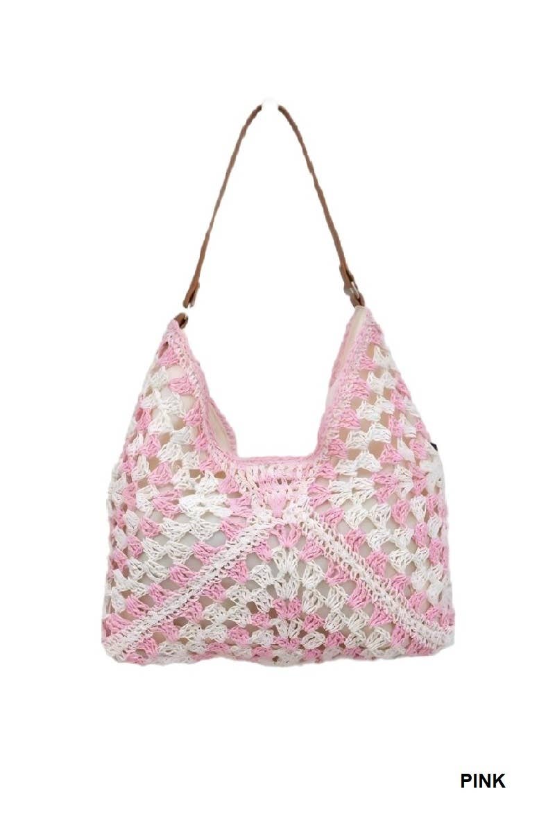 Vintage Woven Straw Crochet Shoulder Bag