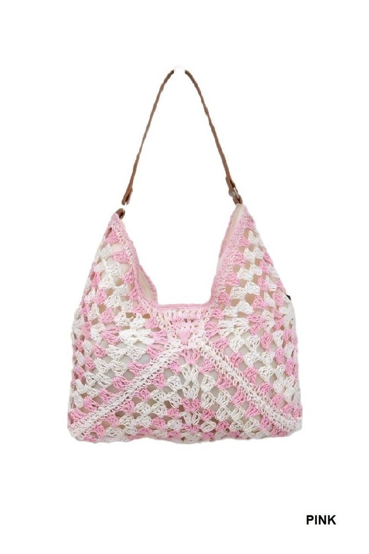 Vintage Woven Straw Crochet Shoulder Bag