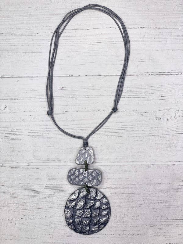 Silver Pendant  Necklace Paper Mache